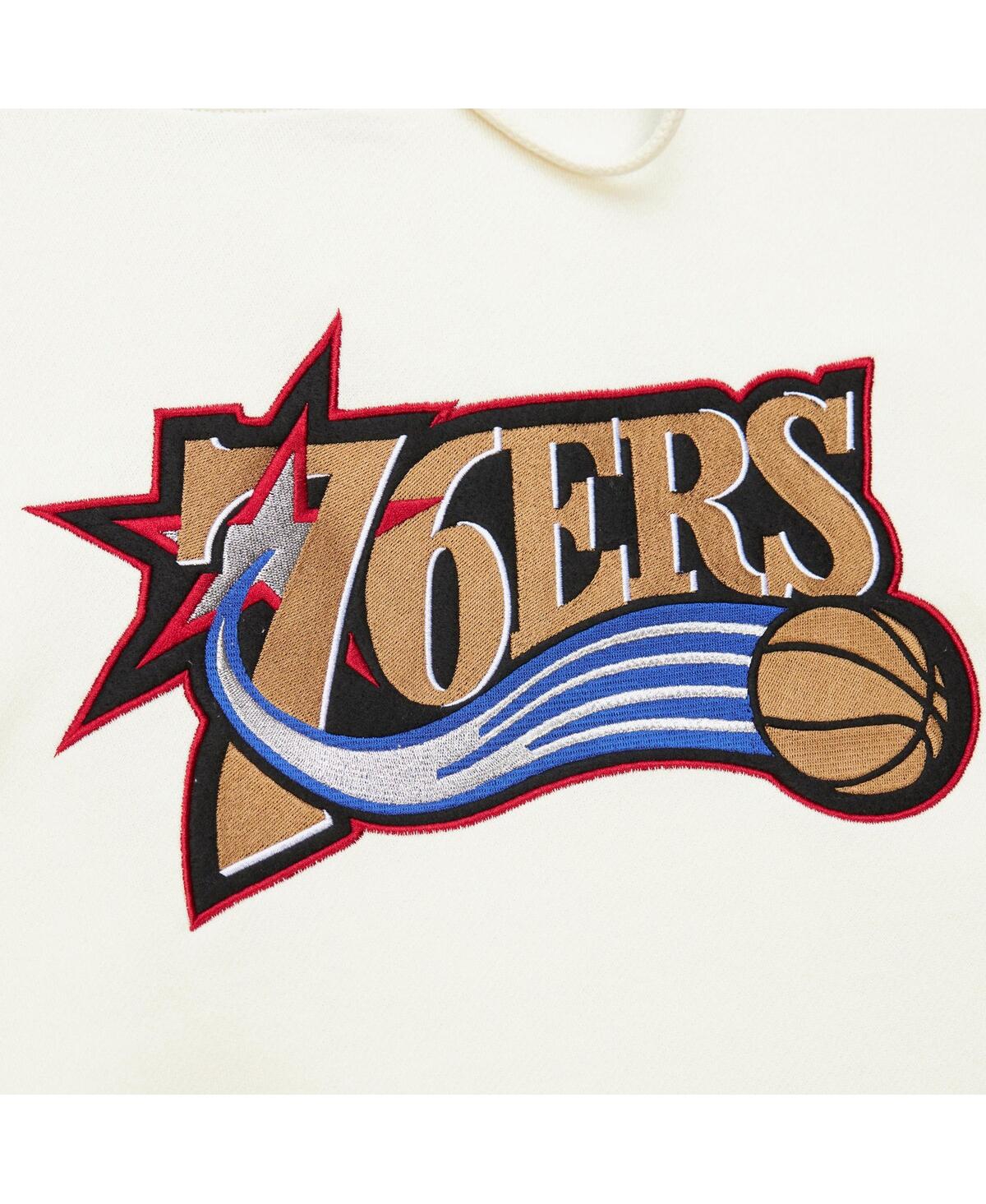 Mitchell & Ness Men'sPhiladelphia 76ers Hardwood Classics Vintage-like Pullover Hoodie - Cream
