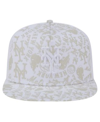 Men's White New York Mets Logo Dunes A-Frame Trucker 9FIFTY Snapback Hat