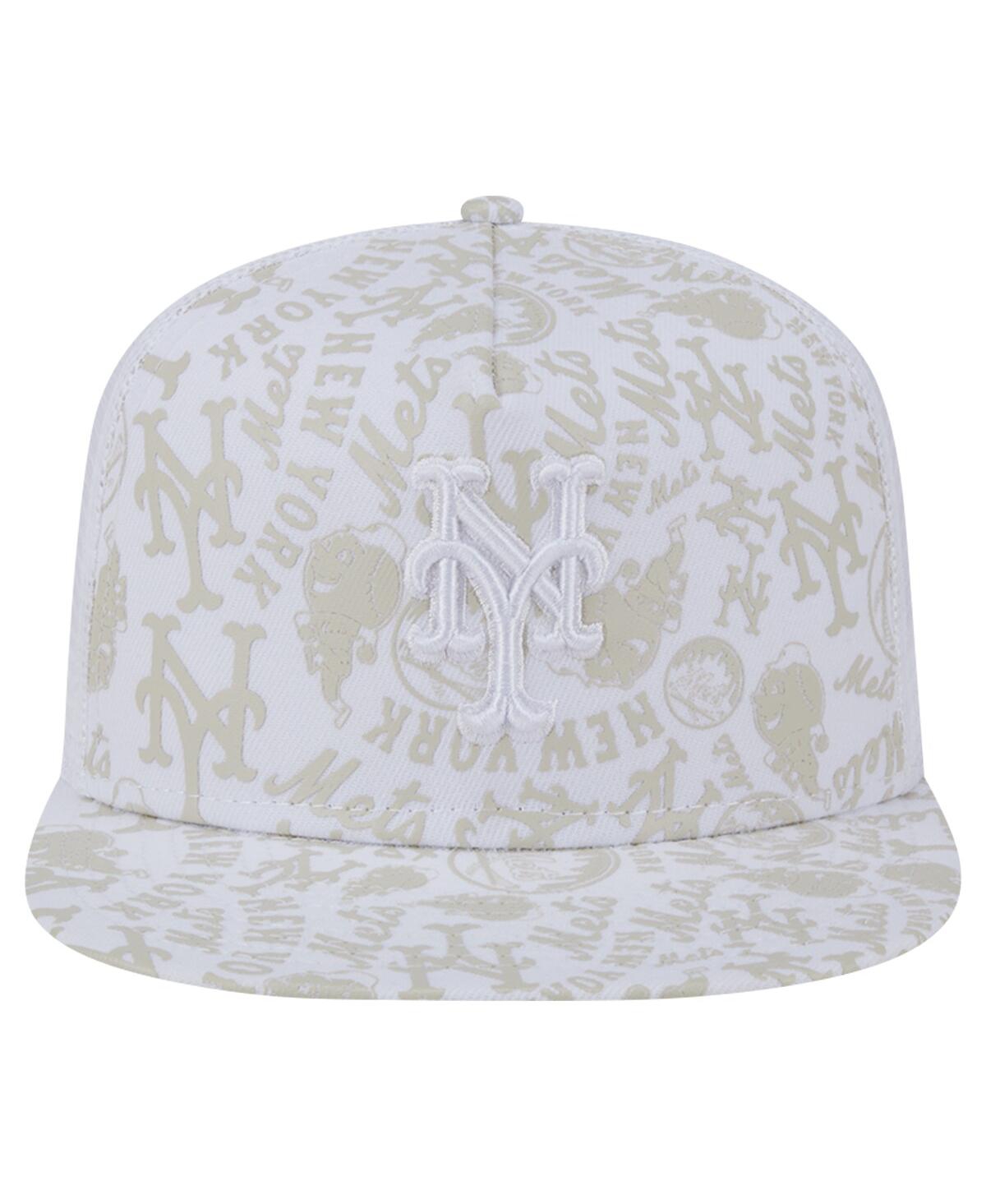 New Era Men's White New York Mets Logo Dunes A-frame Trucker 9fifty Snapback Hat In White