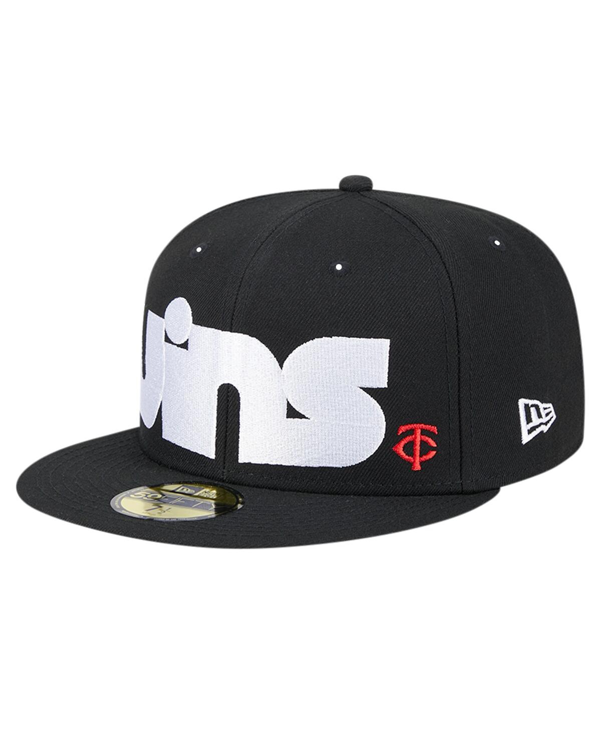 New Era Men's Black Minnesota Twins Checkered Undervisor 59fifty Fitted Hat In Black