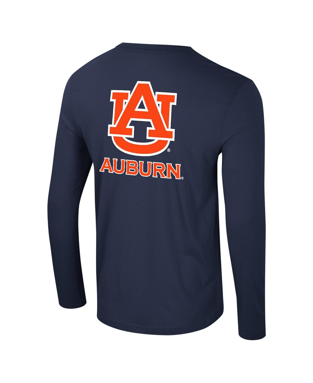 Colosseum Men's Navy Auburn Tigers Logo Lockup 3-hit Active Blend Long Sleeve T-shirt In Navy