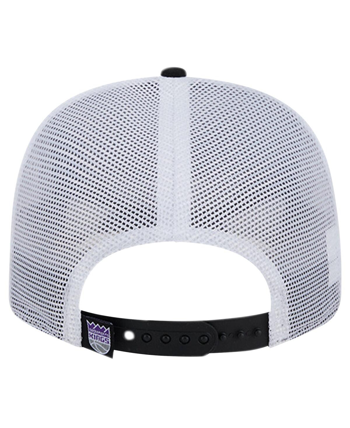 NEW ERA MEN'S BLACK/WHITE SACRAMENTO KINGS TRUCKER 9SEVENTY COOLERA STRETCH-SNAP HAT 