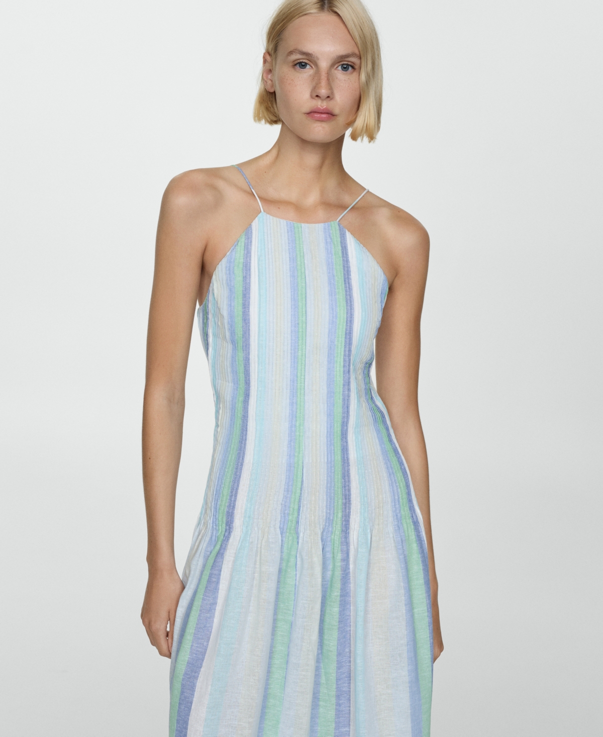 Mango Women's Striped Linen Dress