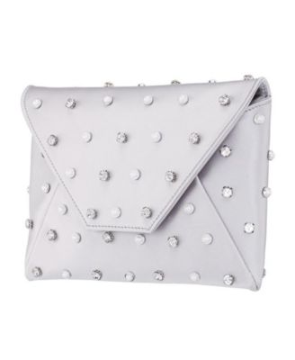 Imitation Pearl/Crystal Adorned Square Envelope Clutch