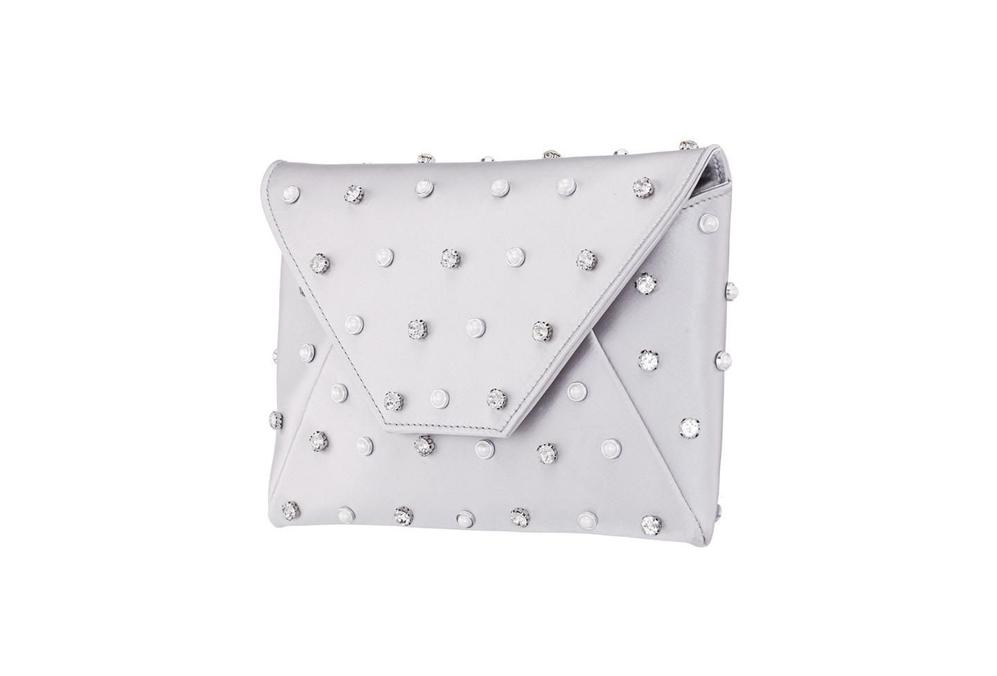 Женский клатч Nina Imitation Pearl/Crystal Adorned Square Envelope Clutch, цвет: Чёрный — фото 8