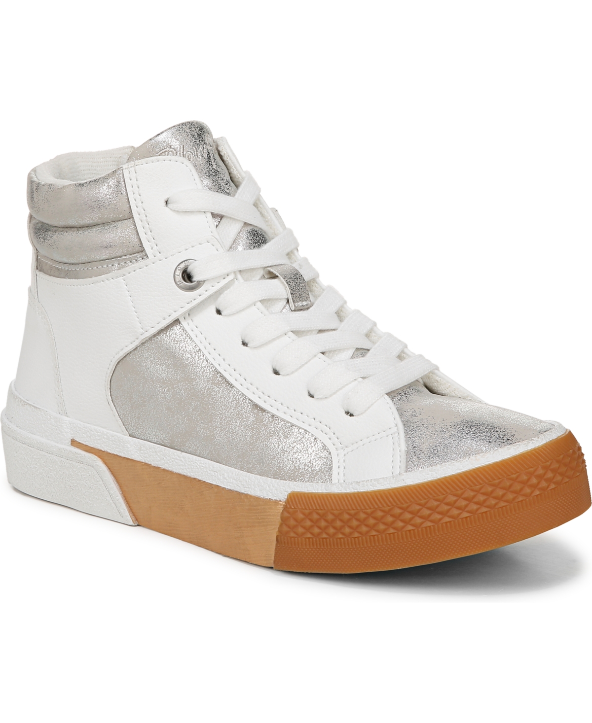 Blowfish Malibu Women's Waverly High Top Lace Up Platform Sneakers - White/Silver Faux Leather