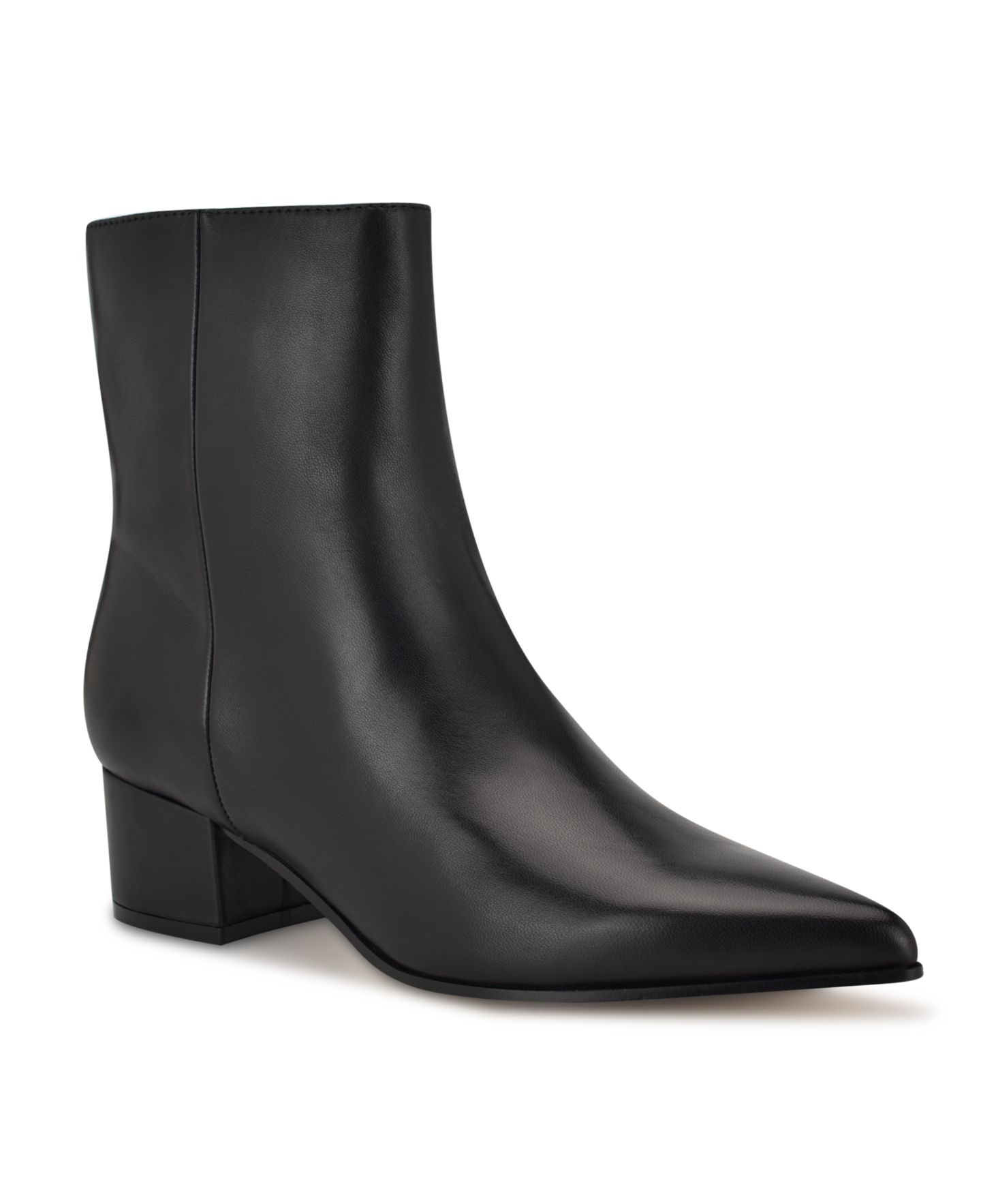 Женские ботинки Nine West Maribu Pointy Toe High Ankle Booties, цвет: Чёрный кожаный — фото 1