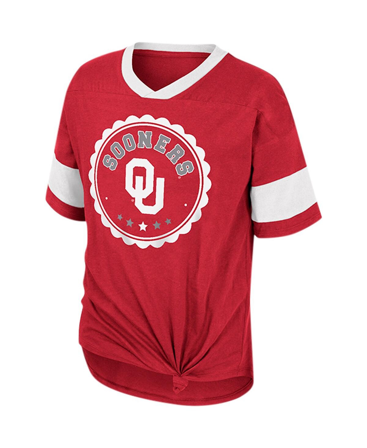 Colosseum Girls Big Boys And Girls Crimson Oklahoma Sooners Tomika Tie-front V-neck T-shirt In Crimson