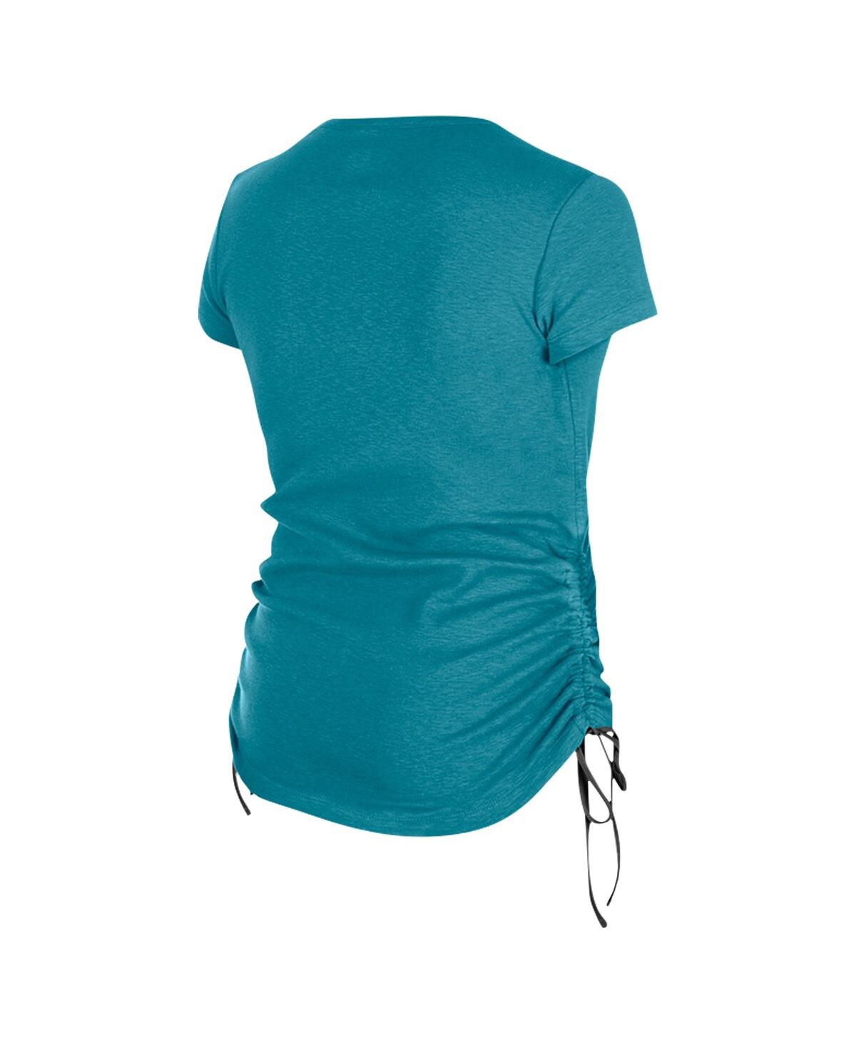 NEW ERA WOMEN'S TEAL JACKSONVILLE JAGUARS RUCHED SIDE T-SHIRT 
