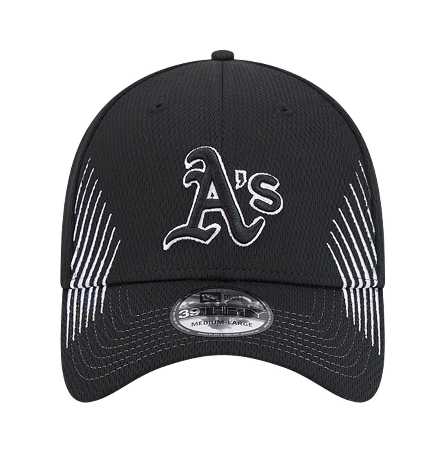 Мужская кепка New Era Black Oakland Athletics Active Dash Mark 39THIRTY Flex Hat — фото 3