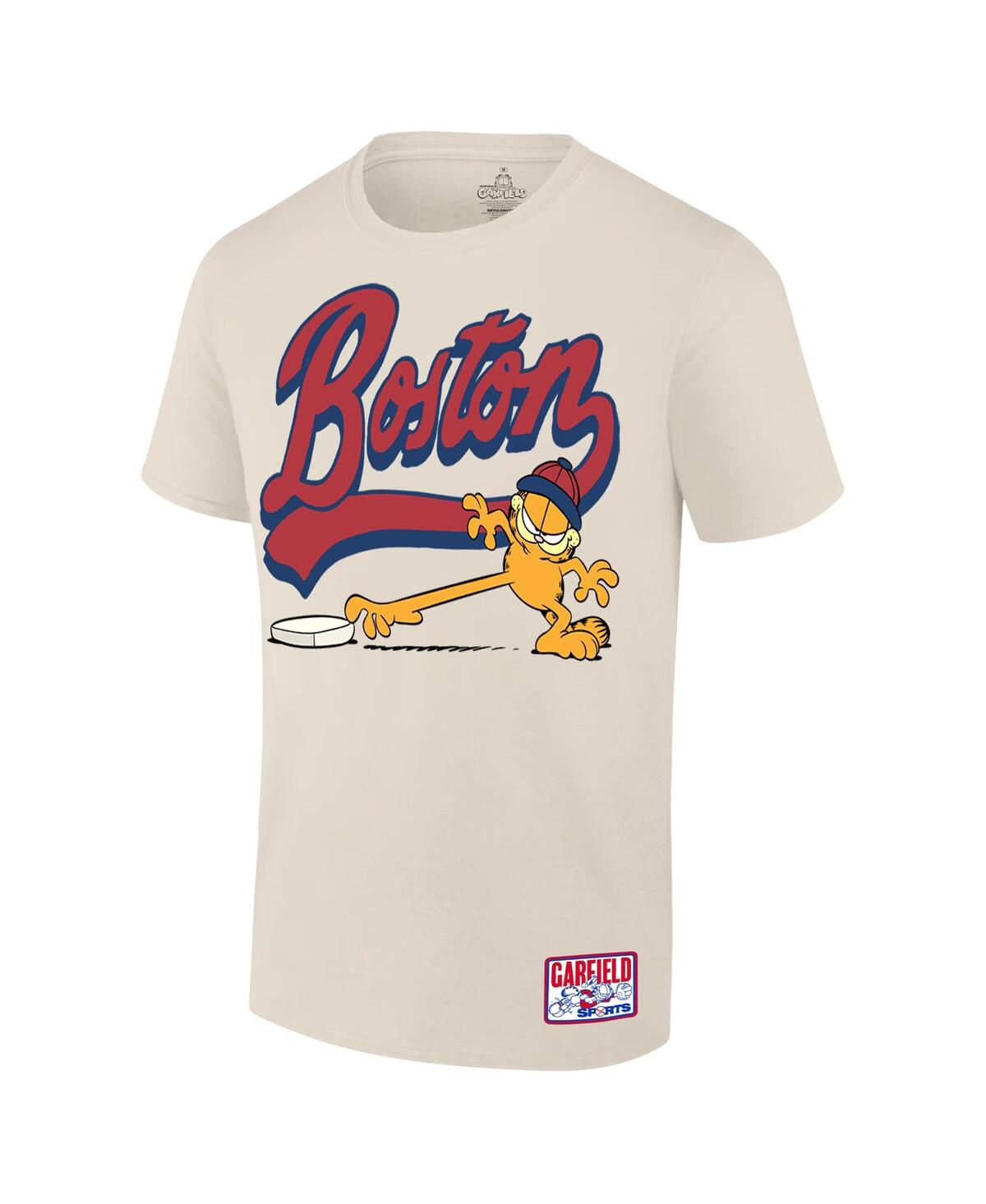 Shop Ripple Junction Men's Cream Garfield Boston Baseball T-shirt In Cream Red