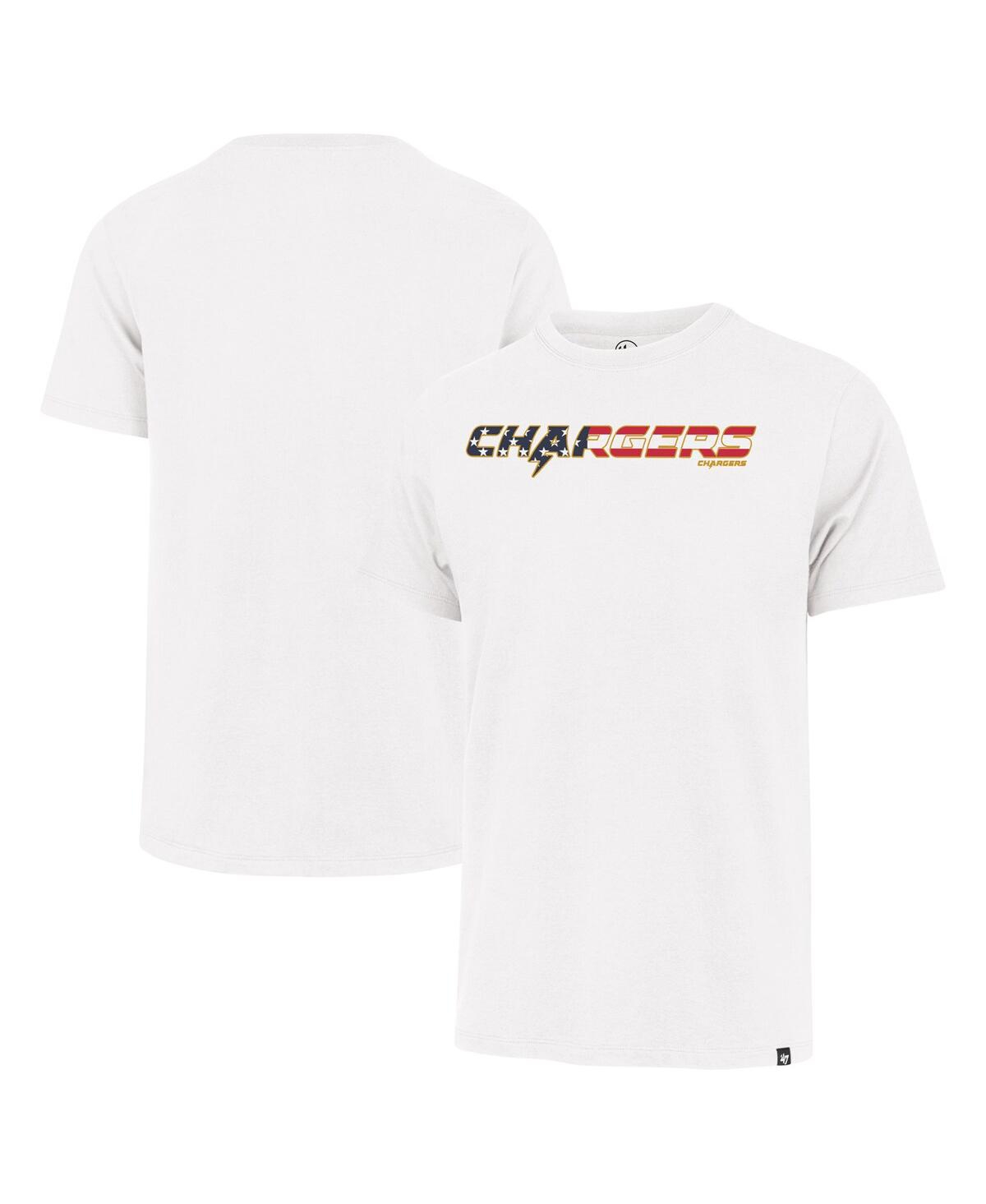 47 Brand Men's White Los Angeles Chargers Flag Script Franklin T-shirt In White