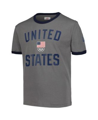 Big Boys and Girls Gray Team USA Single Arc Ringer T-Shirt