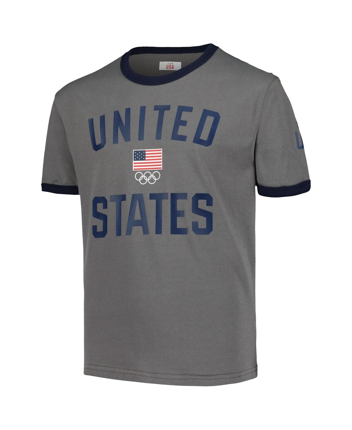 Outerstuff Big Boys and GirlsTeam Usa Single Arc Ringer T-Shirt - Gray