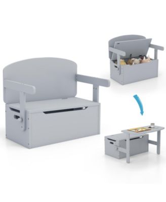 3-in-1 Kids Convertible Storage Bench Wood Activity Table and Chair Set