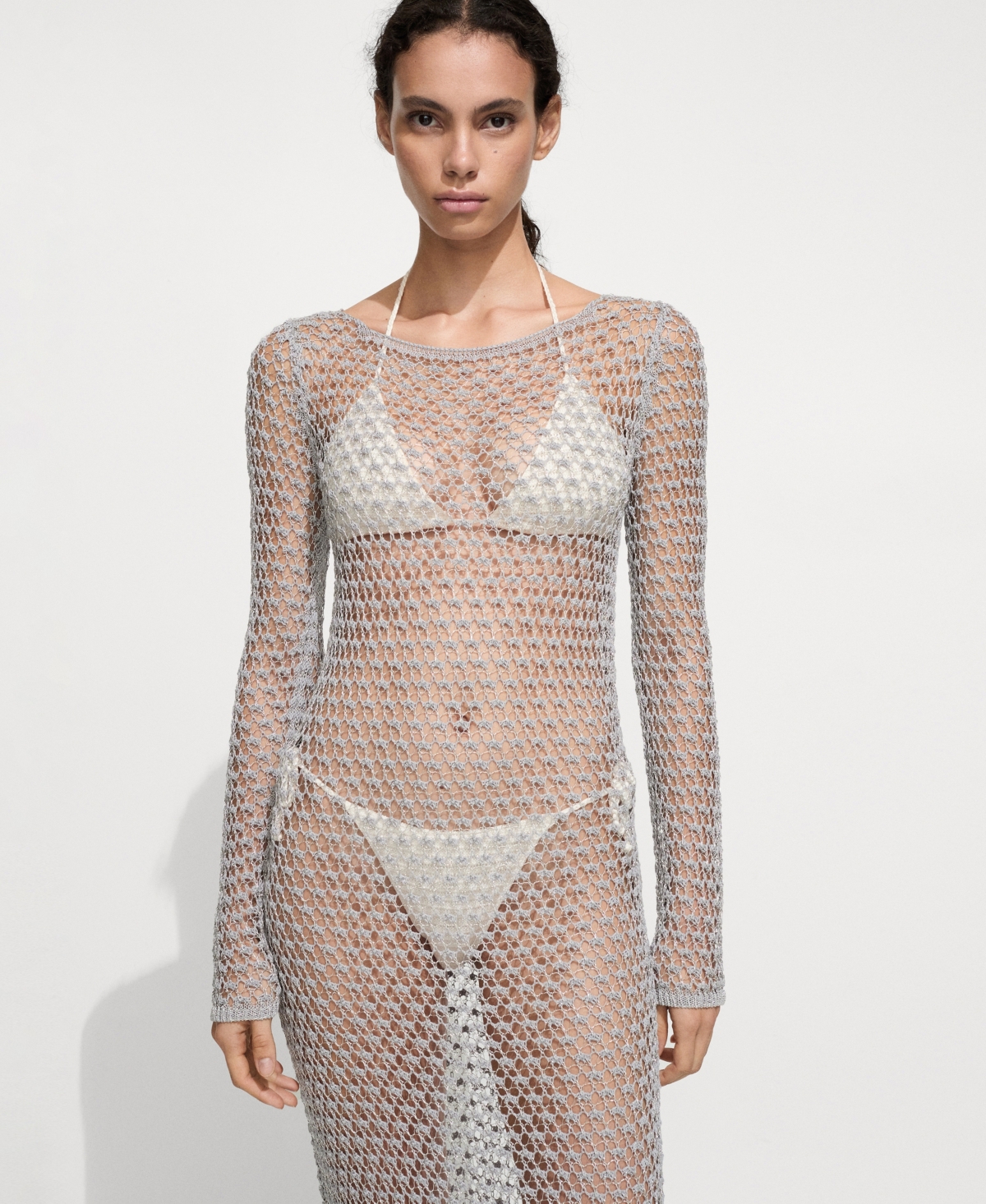 Mango Women's Crochet Foil Dress