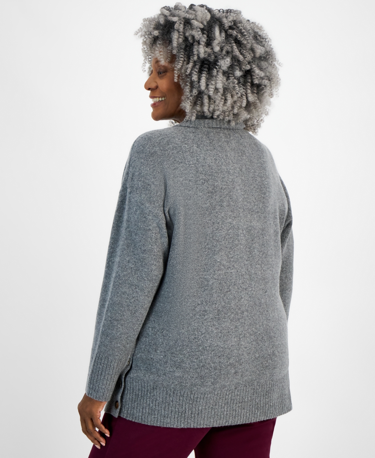 Style & Co Plus Solid Shawl-Collar Tunic Sweater, Macy's Exclusive