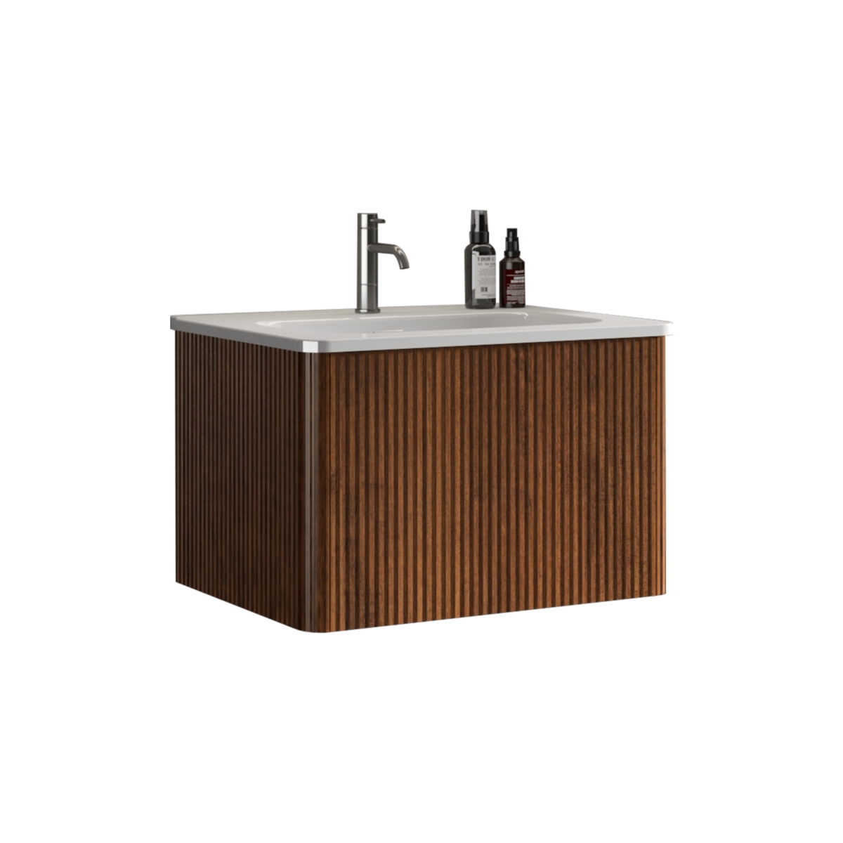 Etna 24" Striped Walnut Vanity w/ White Ceramic Sink