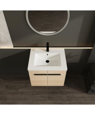 24" Oak Vanity with Resin Sink & Cabinet