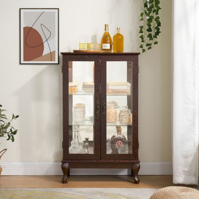 2-Door Curio Cabinet with Tempered Glass