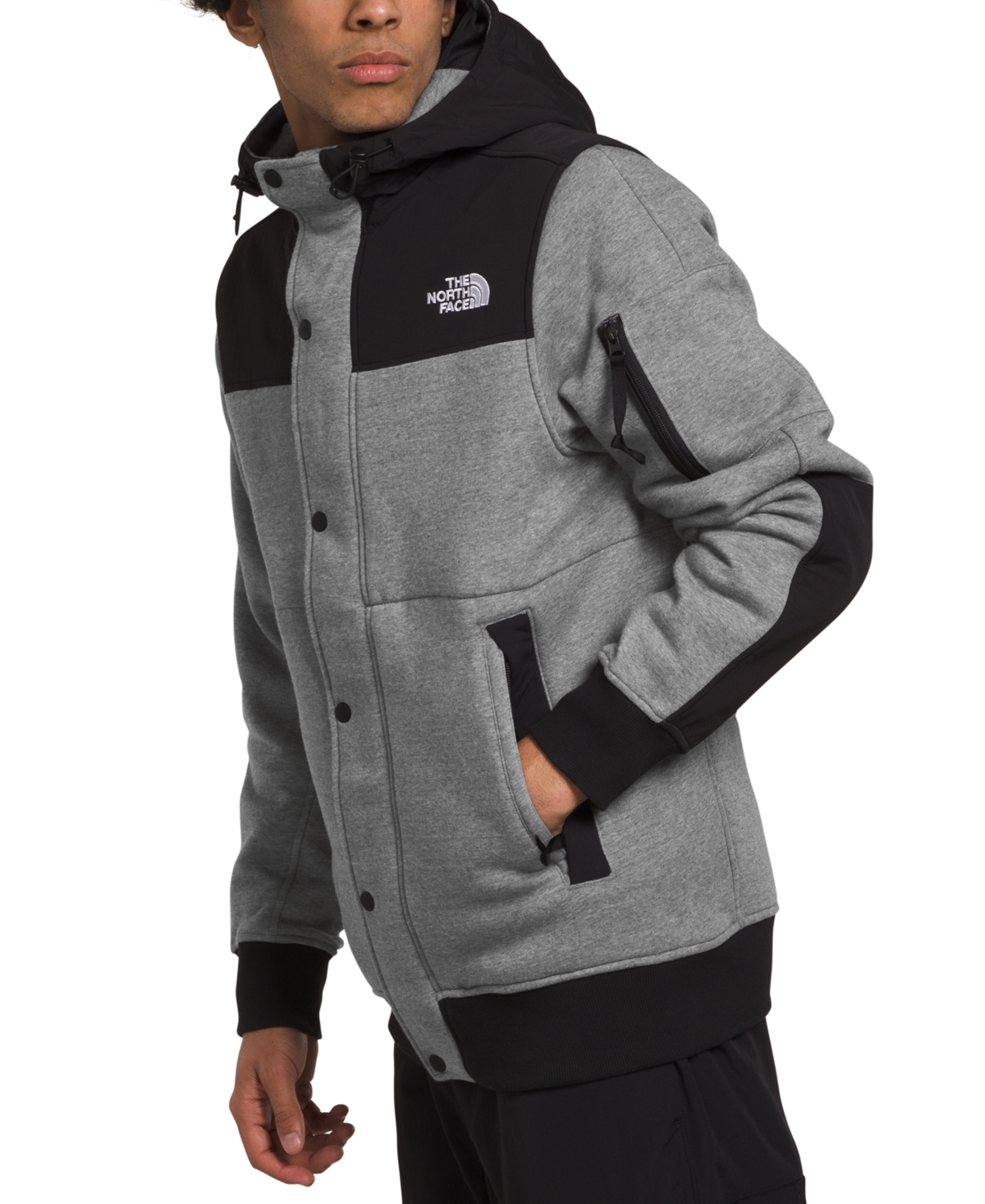 The North Face Men's Highrail Zip-and-Snap Front Fleece Hooded Jacket -tnf Black-npf