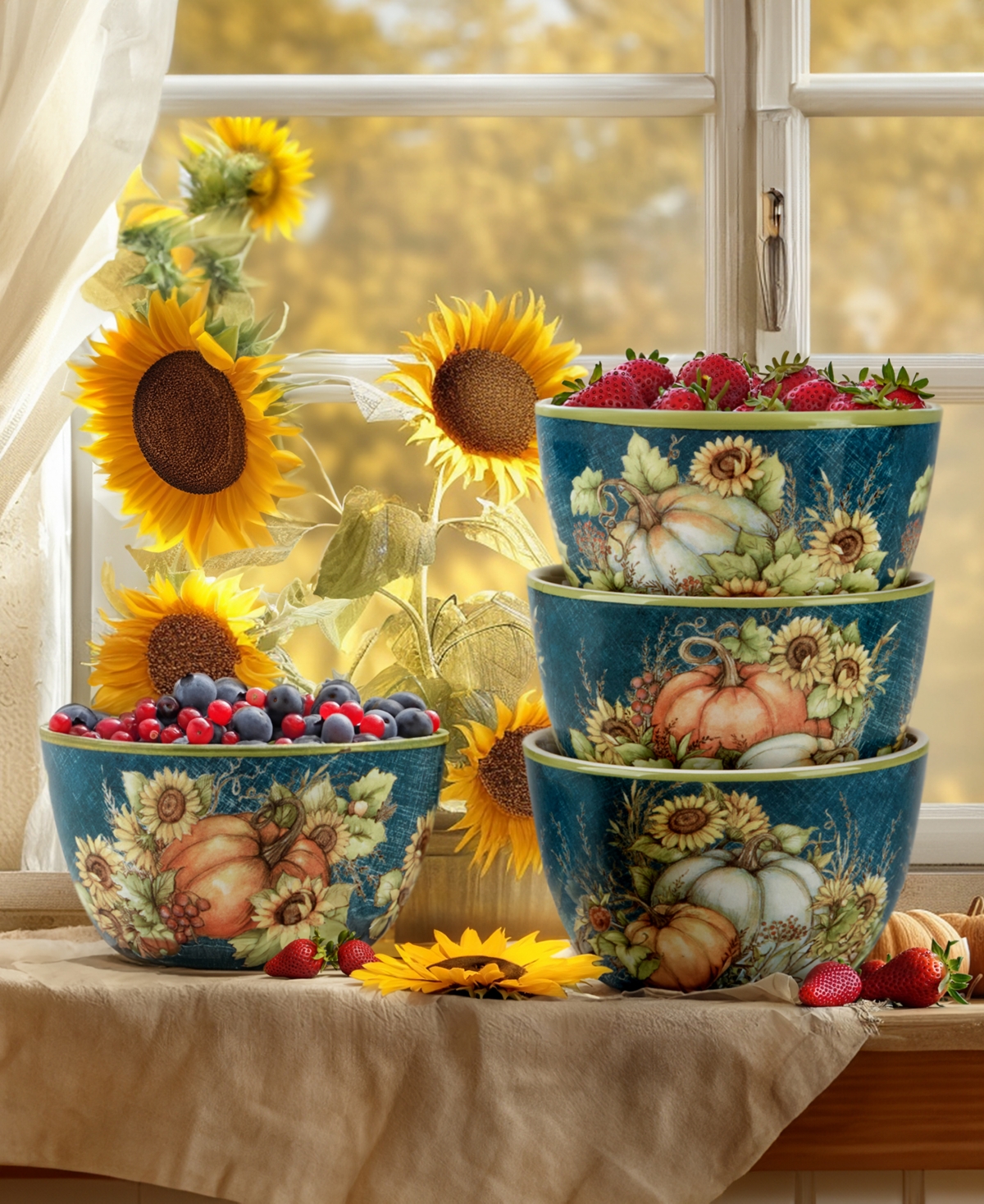 Certified International Autumn Breeze Ice Cream Bowls, Set Of 4 In Micscellan