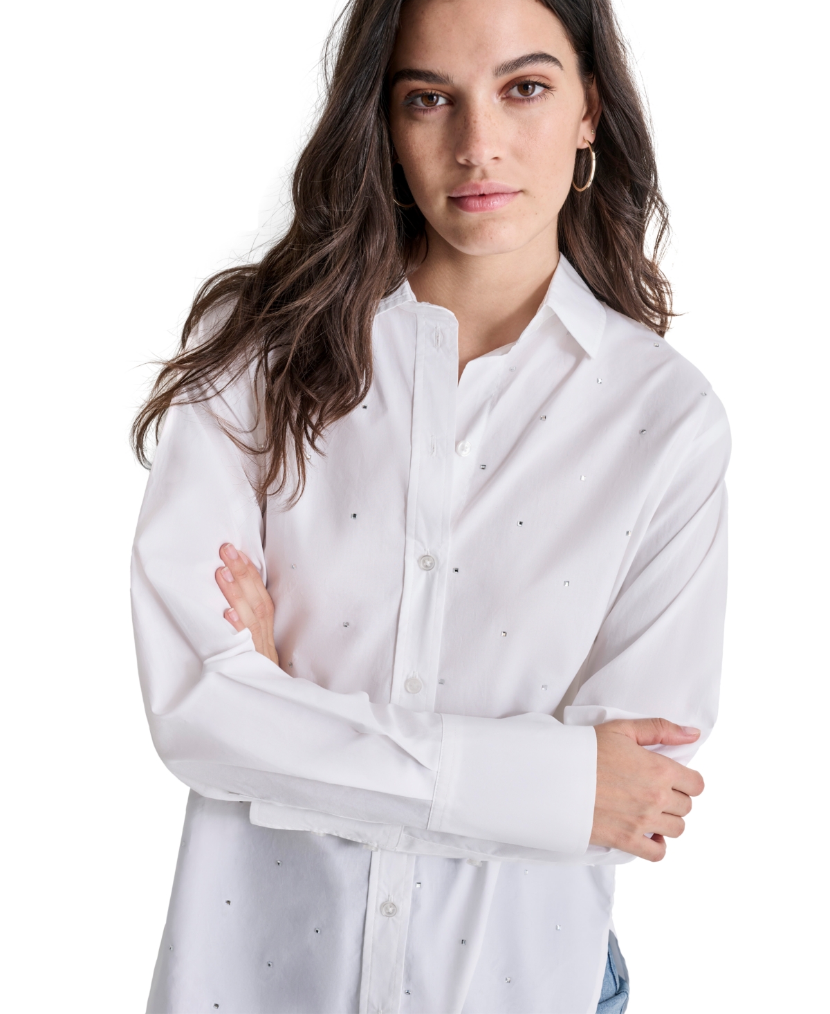 Dkny Jeans Women's Rhinestone Stud Shirt