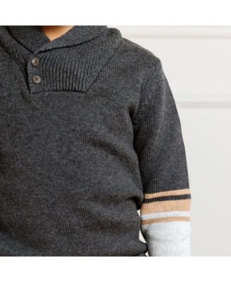 Baby Boys Long Sleeve Striped Shawl Collar Sweater