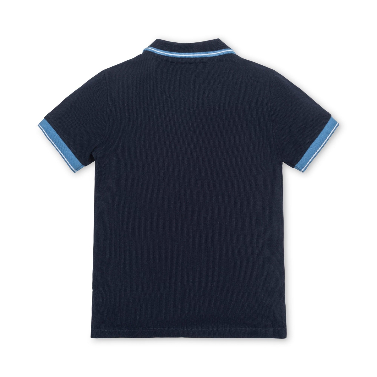 Hope & Henry Boys Organic Short Sleeve Knit Pique Polo Shirt - Navy with blue and white