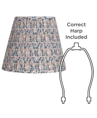 Collection Hardback Shirred Empire Lamp Shade Pink Blue Floral Medium 8" Top x 13" Bottom x 11" Slant Spider with Harp and Finial Fitting