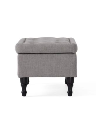 Logan Tufted Storage Ottoman With Grey Fabric