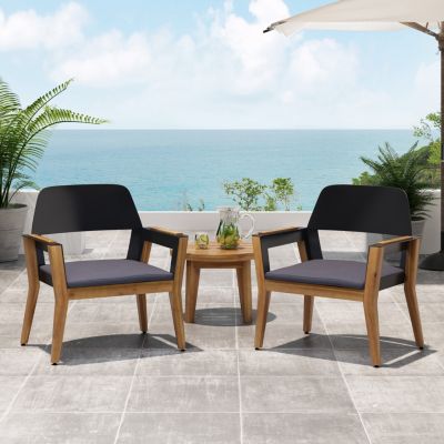 Streamdale Acacia Wood Club Chairs With Cushions (Set Of 2)