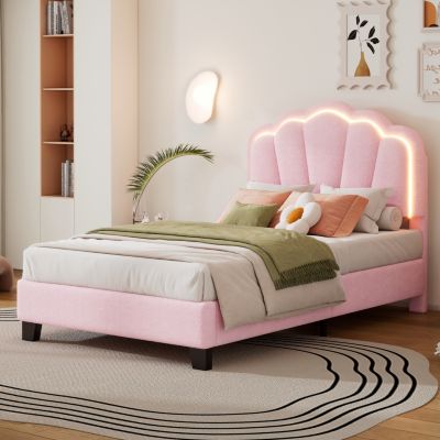 Streamdale Twin Upholstered Flower Bed with LED Headboard