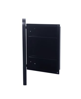 Recessed Black Metal Medicine Cabinet with Mirror and Shelves