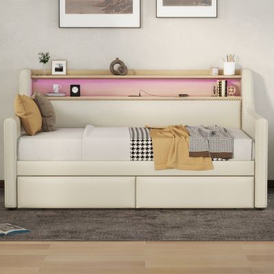Twin Daybed with Storage & Charging Station