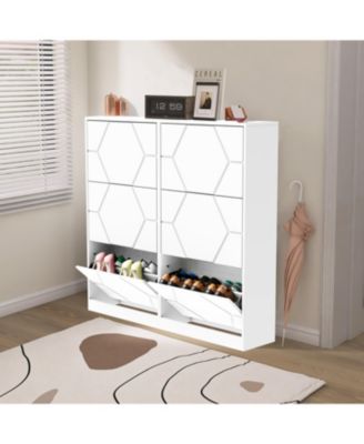 6-Tier Carved Shoe Cabinet for Entryway