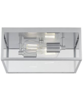 Titan 12" Wide Matte Silver Square Indoor-Outdoor Ceiling Light