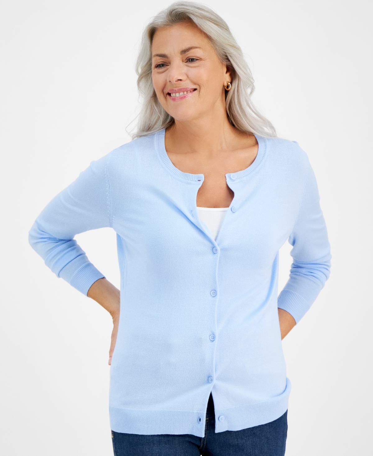 Style & Co Women's Button-up Cardigan, Regular & Petite, Created For Macy's In Pale Spring