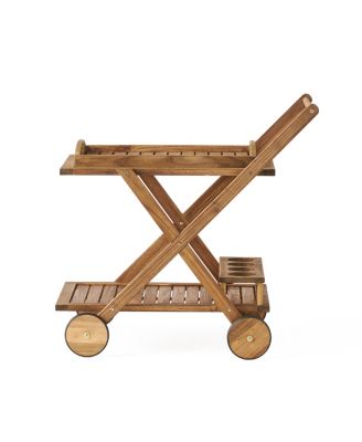 Riviera Acacia Wood Mobile Bar Cart