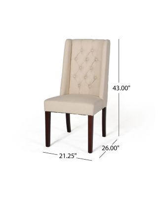 Set of 2 Fabric Sophisticated Tufted Dining Chairs With Diamond Stitching