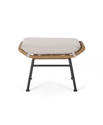 Streamdale Modern Rattan Ottoman With Water-Resistant Cushions