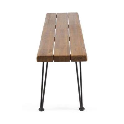 Streamdale Modern Industrial Acacia Wood Bench With Hairpin Legs