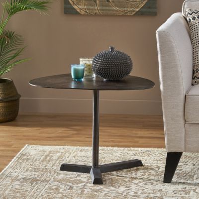 Industrial Elliptical Side Table With Raw Bronze Finish