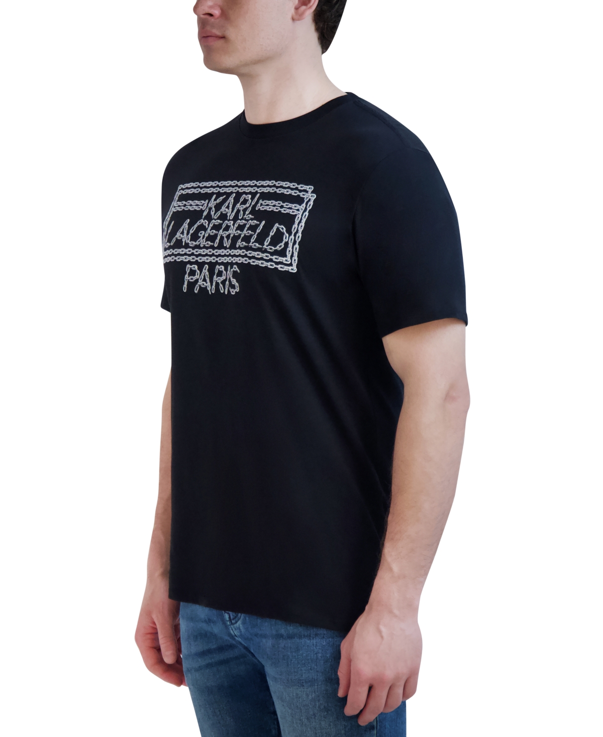 Karl Lagerfeld Paris Men's Cotton Chain-Logo T-Shirt