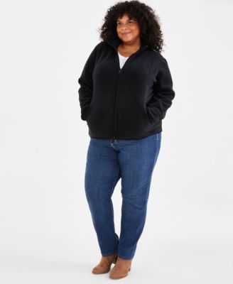 Plus Size Solid Polar Fleece Zip-Front Jacket, Macy's Exclusive  