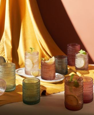 Khen Hobnail Drinking Glasses Pastel Colored Beaded Set of 12