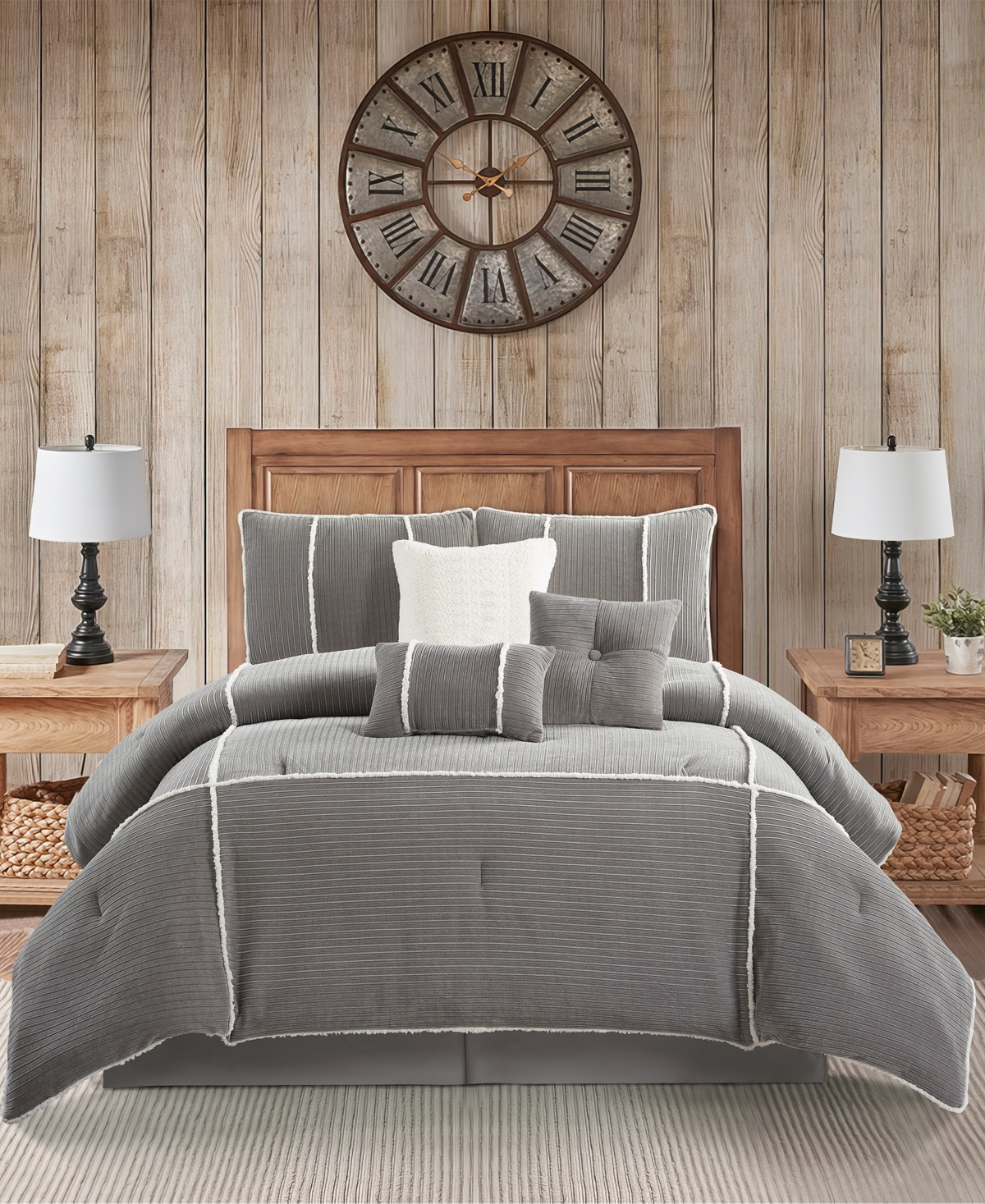 STRATFORD PARK ARVADA SOLID CABIN STYLE 7-PC. COMFORTER SET, KING 