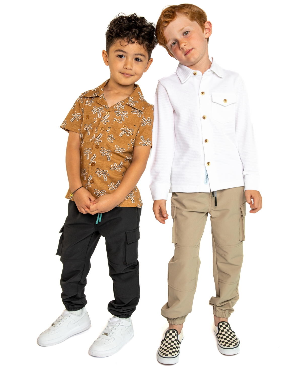 Sovereign Code Little Boys Cody Button-Up Tee Shirt With Print - Tobacco