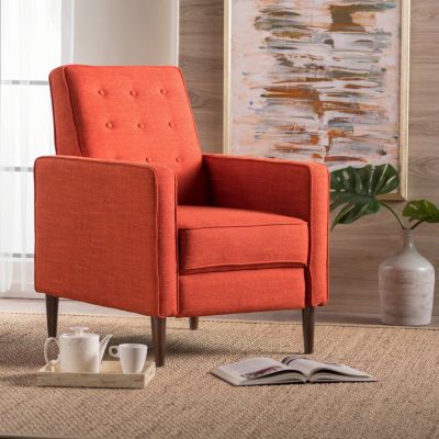Mid-Century Modern Button-Tufted Upholstered Recliner