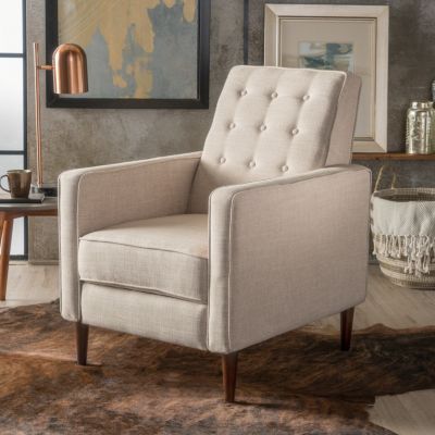 Mid-Century Modern Button-Tufted Upholstered Recliner